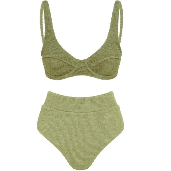 Somerfield Swim Bikini Set - Capri Top (S) & Aruba Bottoms (M) in Nori Crinkle - Picture 1 of 5